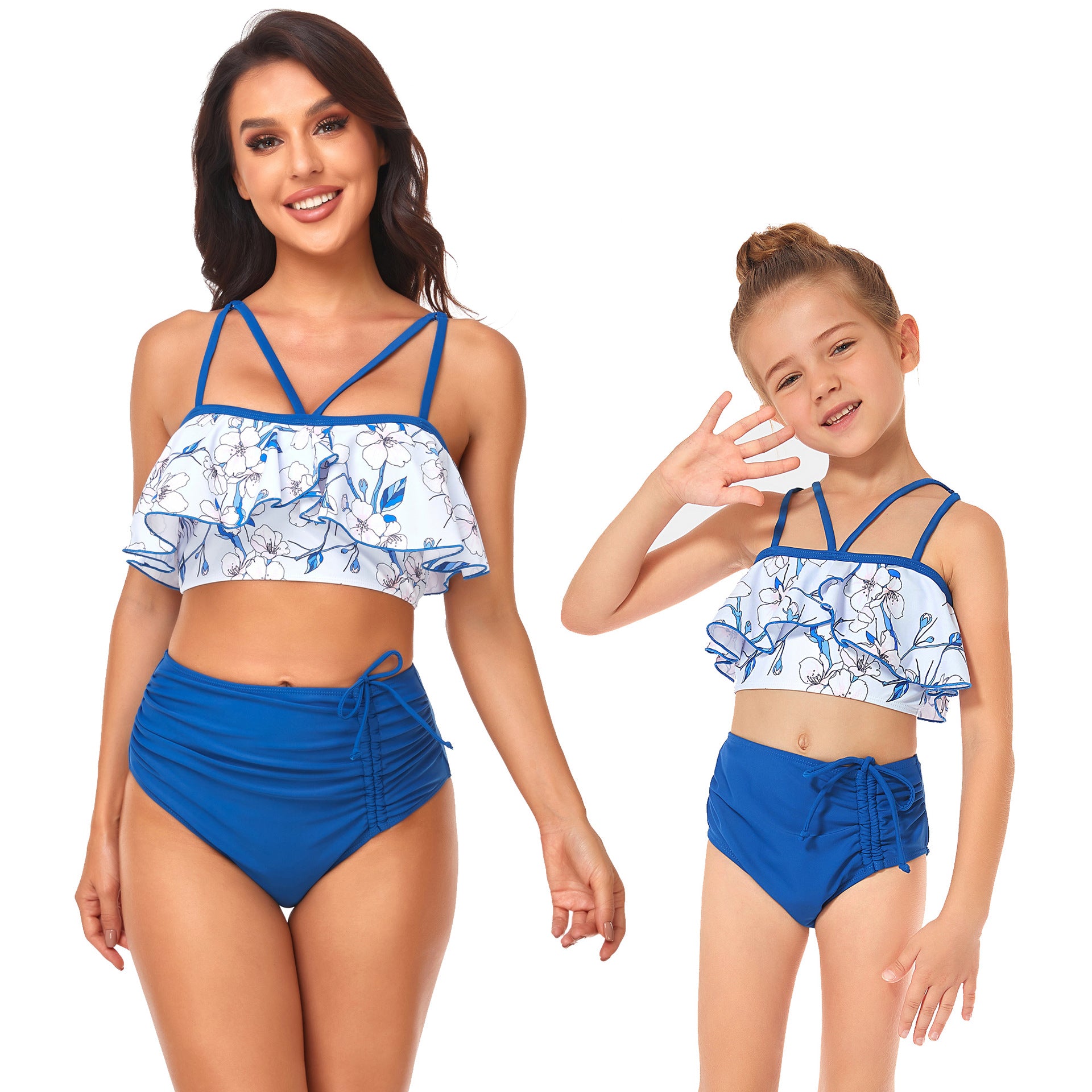 Venta al por mayor Traje de baño de nylon con volantes para padres e hijos
